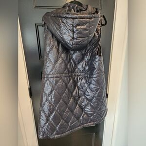 Long black puffer vest plus size 2x